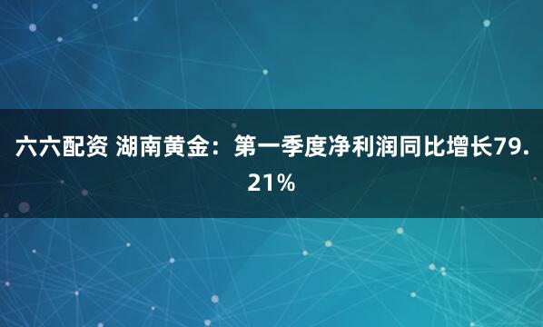 六六配资 湖南黄金：第一季度净利润同比增长79.21%