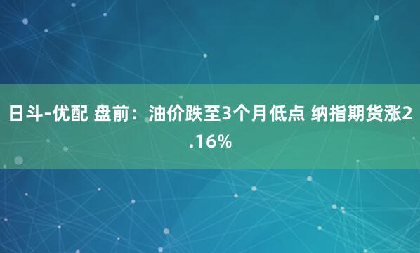 日斗-优配 盘前：油价跌至3个月低点 纳指期货涨2.16%
